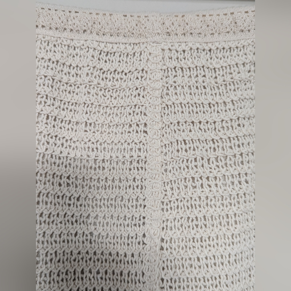Beachy Cream Crochet Lace Pants Women's Size Medium Boho Tropical Solitaire - Picture 12 of 14